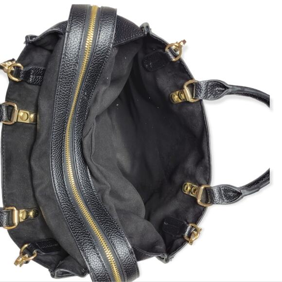 Steve Madden Satchel Purse 3 Compartment Shoulder Bag Black - Picture 6 of 13